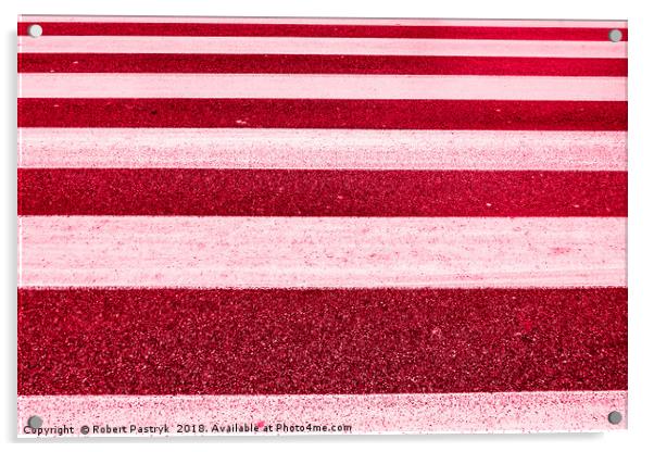 Colored crosswalk, red and white, abstract Acrylic by Robert Pastryk