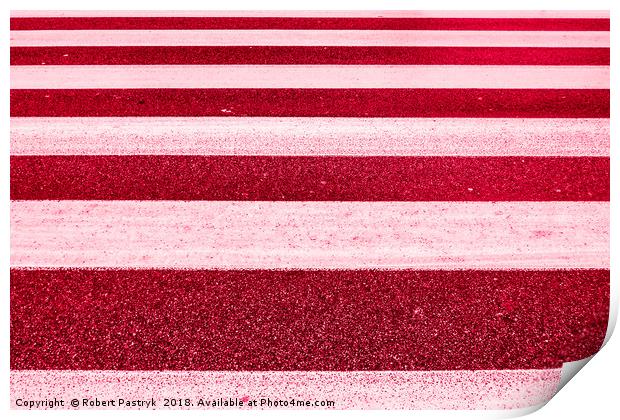 Colored crosswalk, red and white, abstract Print by Robert Pastryk