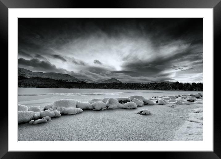 Dark Skies Over Loch Morlich Framed Mounted Print by Geoffrey Matthews