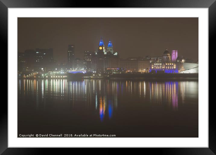 Misty Liverpool Waterfront Framed Mounted Print by David Chennell