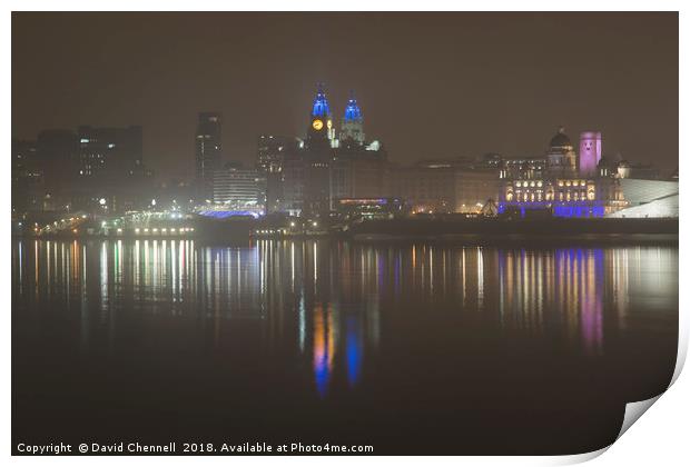 Misty Liverpool Waterfront Print by David Chennell