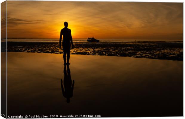 Crosby Beach and the iron man Canvas Print by Paul Madden