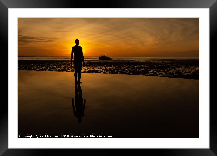 Crosby Beach and the iron man Framed Mounted Print by Paul Madden