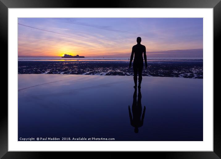 Crosby Beach at Sunset Framed Mounted Print by Paul Madden