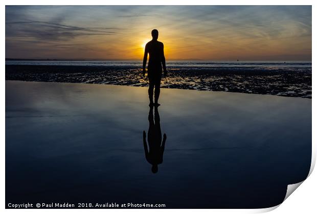 Crosby Beach iron man Print by Paul Madden