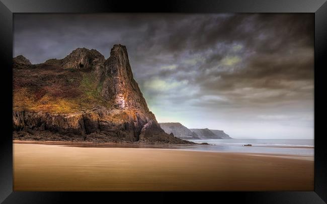 The Great Tor in Gower Framed Print by Leighton Collins