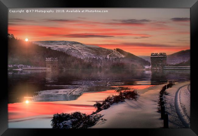 Winter over the Derwent Dam Framed Print by K7 Photography