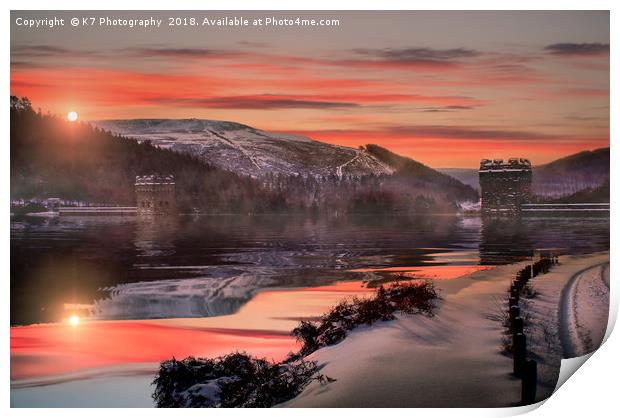 Winter over the Derwent Dam Print by K7 Photography