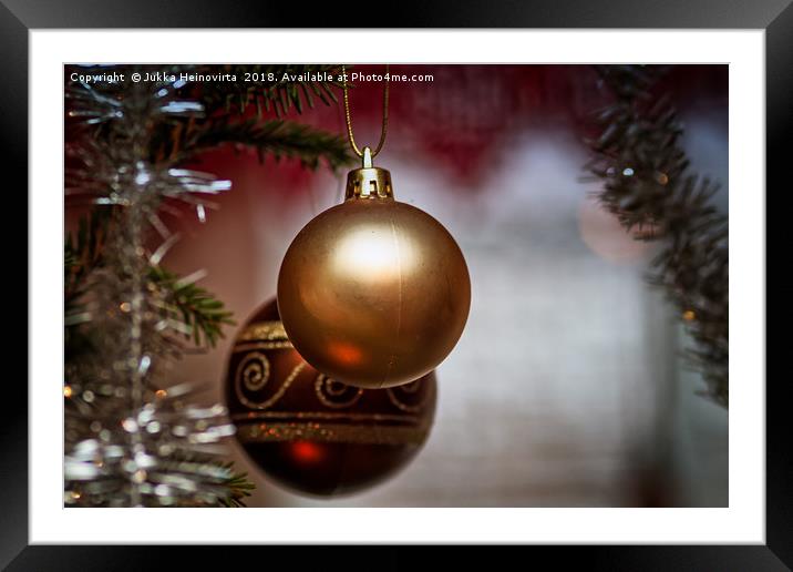 Two Baubles On A Christmas Tree Framed Mounted Print by Jukka Heinovirta