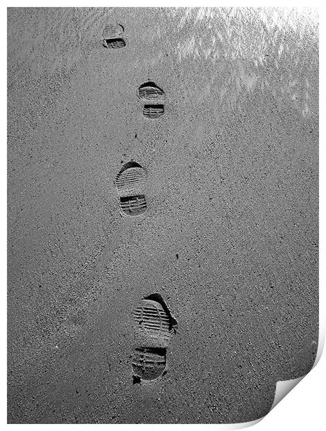 Footprints In The Sand Print by kelly Draper