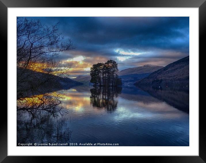 Loch Tay sunset reflections Framed Mounted Print by yvonne & paul carroll