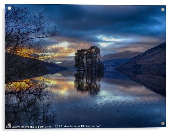 Loch Tay sunset reflections Acrylic by yvonne & paul carroll