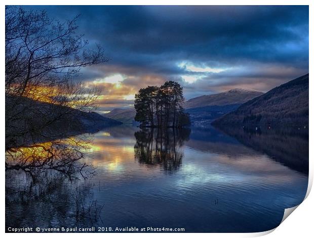 Loch Tay sunset reflections Print by yvonne & paul carroll