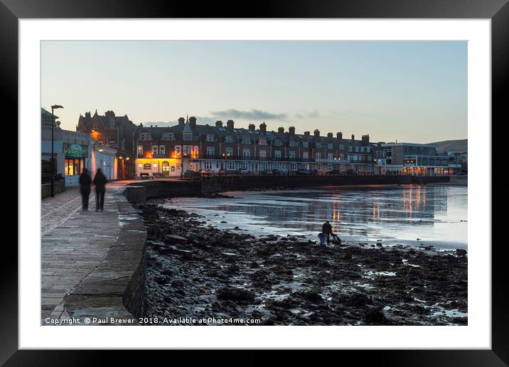 Swanage Dorset in Winter Framed Mounted Print by Paul Brewer