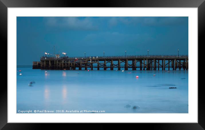 Swanage Pier in Winter Framed Mounted Print by Paul Brewer