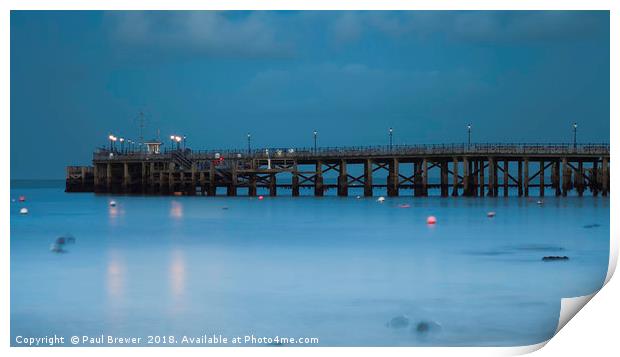 Swanage Pier in Winter Print by Paul Brewer