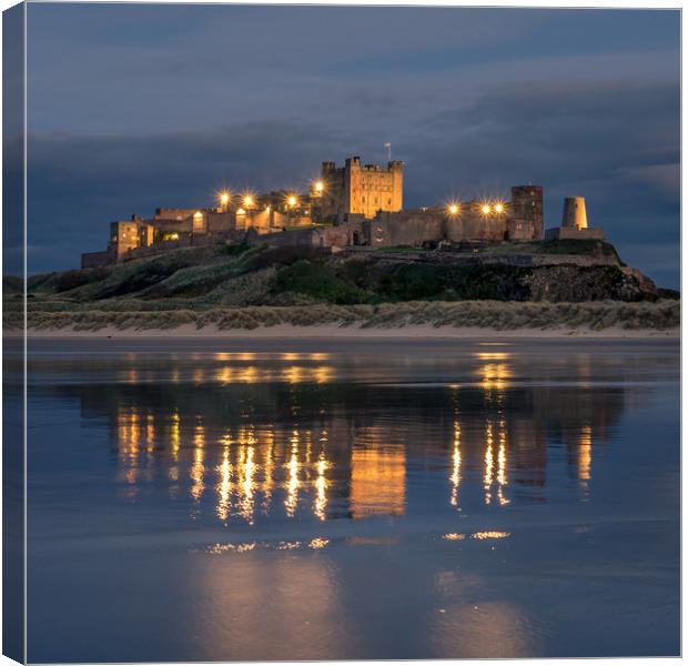 Bamburgh Castle Evening Blue Canvas Print by Naylor's Photography