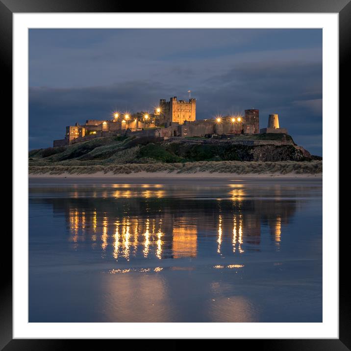 Bamburgh Castle Evening Blue Framed Mounted Print by Naylor's Photography