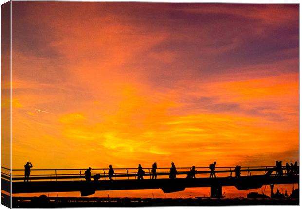 Millennium Bridge Sunset Canvas Print by peter tachauer