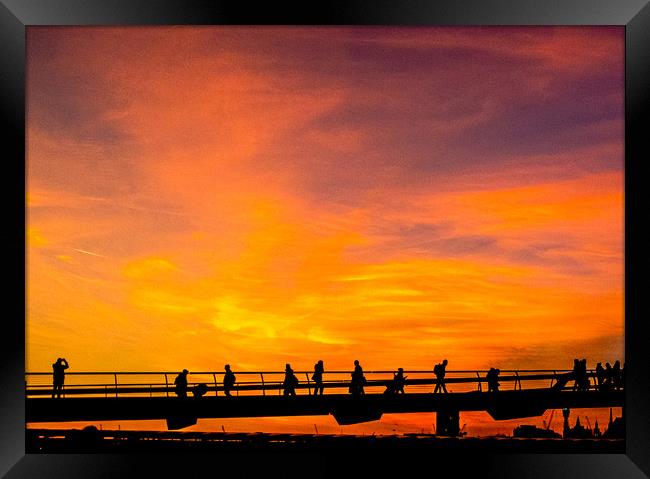Millennium Bridge Sunset Framed Print by peter tachauer