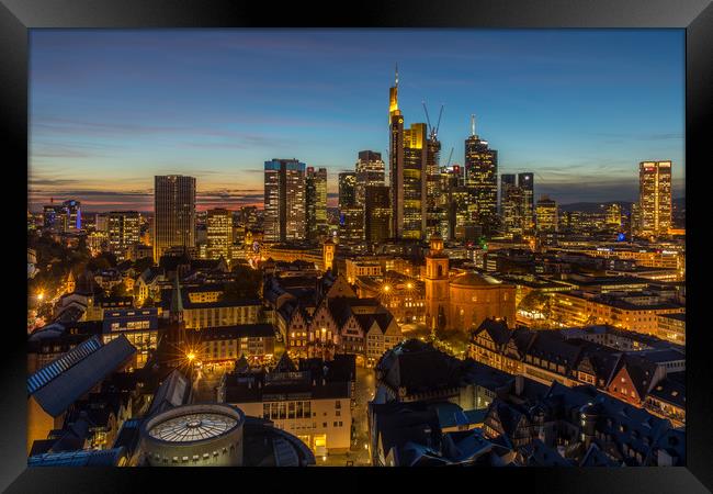Sunset over Frankfurt Skyline Framed Print by Thomas Schaeffer