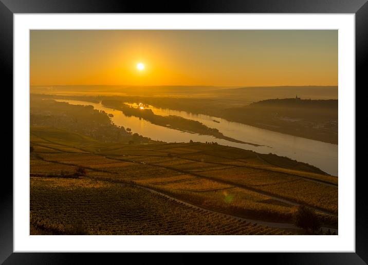 Sunrise over Rhine Framed Mounted Print by Thomas Schaeffer