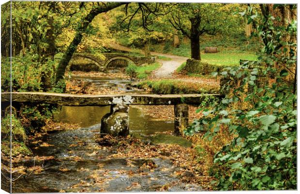 Wycoller Two Bridges. Canvas Print by Diana Mower