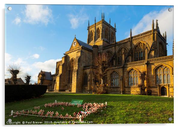 Sherborne Abbey in Autumn Acrylic by Paul Brewer