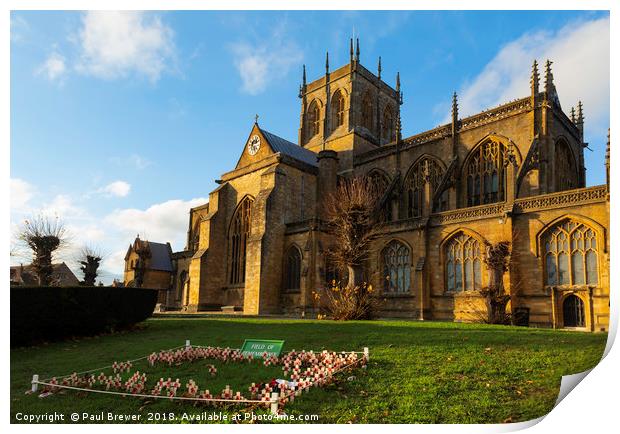 Sherborne Abbey in Autumn Print by Paul Brewer