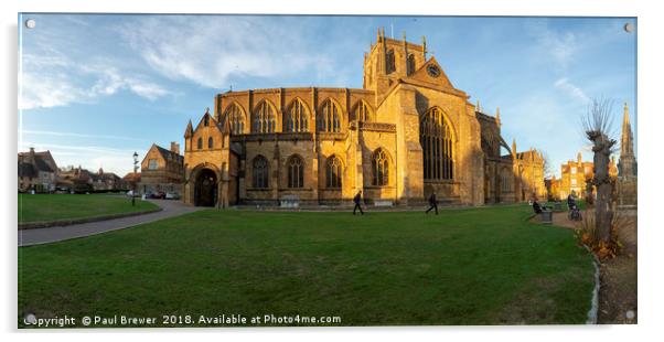 Sherborne Abbey Panoramic  Acrylic by Paul Brewer