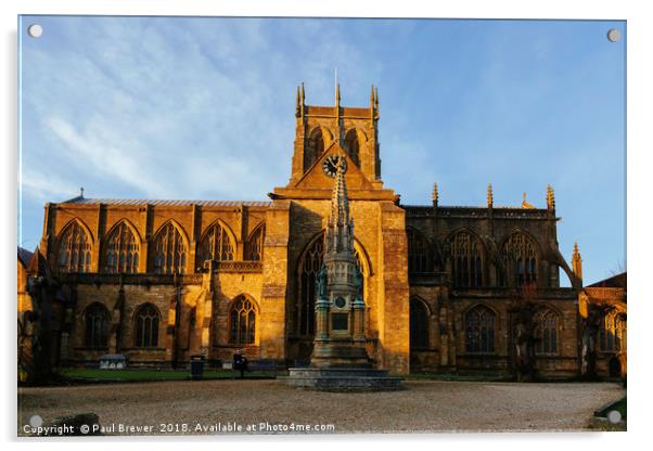 Sherborne Abbey in Autumn Acrylic by Paul Brewer