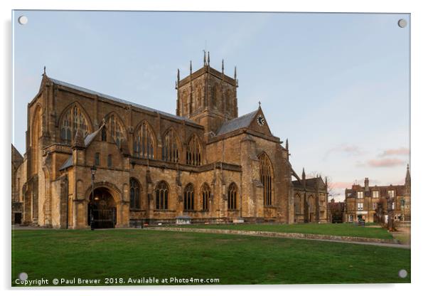 Sherborne Abbey in Autumn Acrylic by Paul Brewer