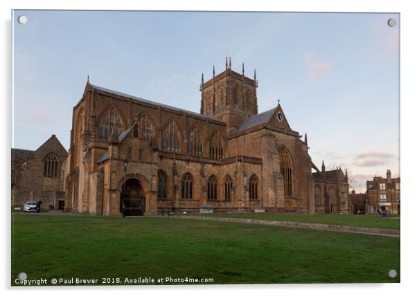 Sherborne Abbey in Autumn Acrylic by Paul Brewer