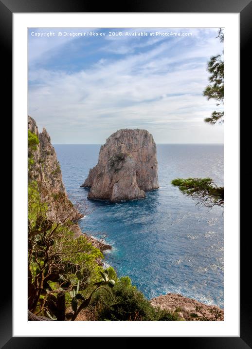 Faraglioni rock on Capri island, Italy.  Framed Mounted Print by Dragomir Nikolov
