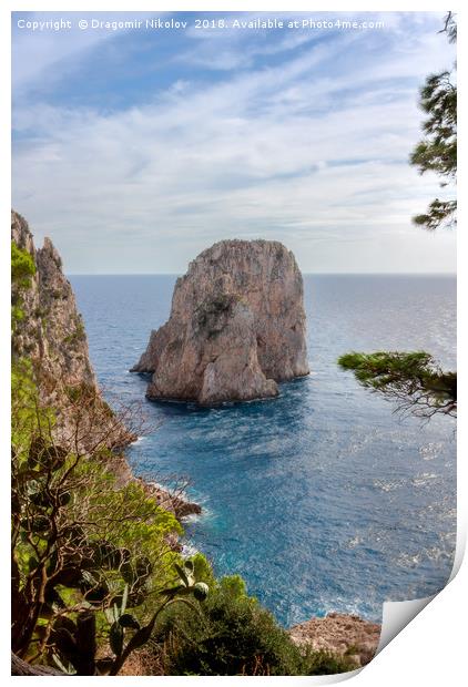 Faraglioni rock on Capri island, Italy.  Print by Dragomir Nikolov