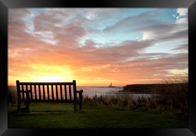 Take a seat and watch the sun rise Framed Print by Jim Jones