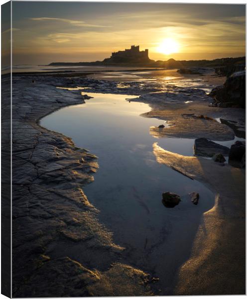 Bamburgh Castle & beach  - December Sunrise Canvas Print by Paul Appleby