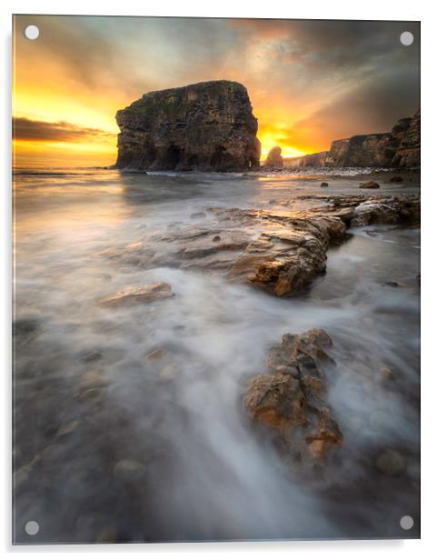 Marsden Rock Sunrise Acrylic by Paul Appleby