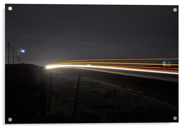 I-70 night lights Acrylic by Coralena Watts