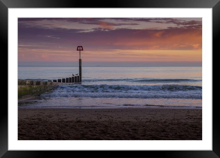 Sunset over Bournemouth beach Framed Mounted Print by Steve Mantell