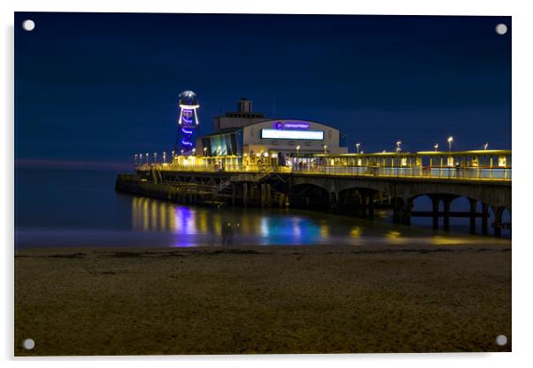 Bournemouth pier at night Acrylic by Steve Mantell