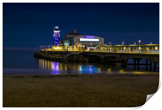 Bournemouth pier at night Print by Steve Mantell