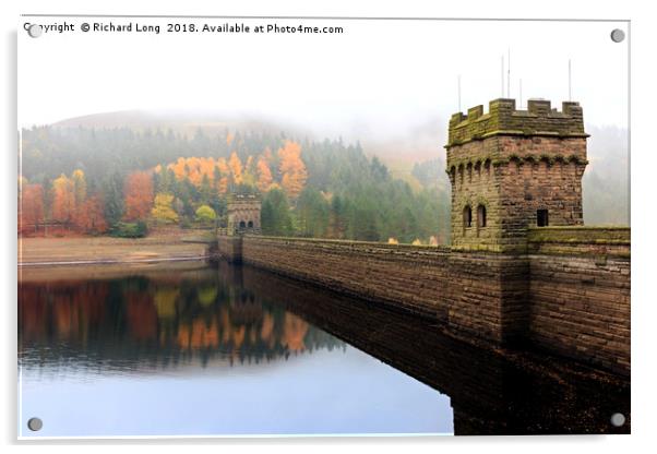 Twin Towers of the Upper Derwent Dam, Peak Distric Acrylic by Richard Long
