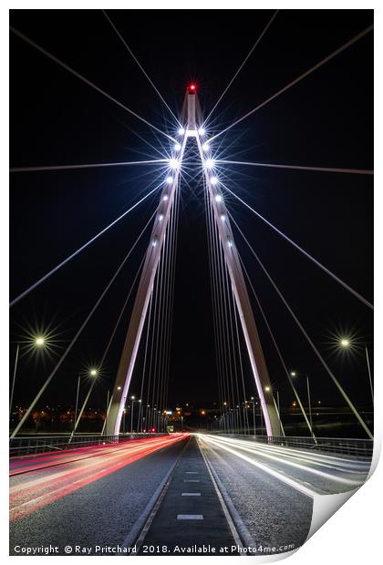 Light Trails at the Northern Spire Print by Ray Pritchard