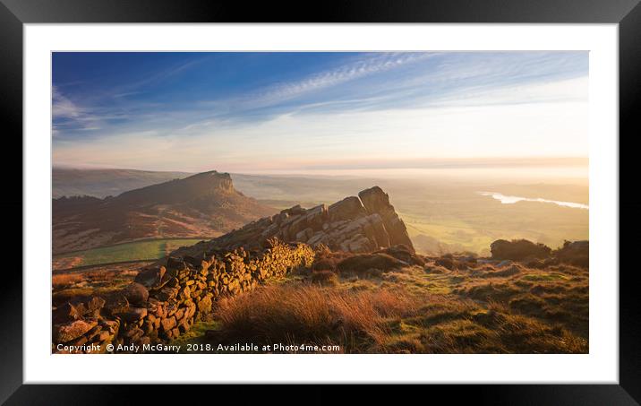 The Roaches Winter Sunset Framed Mounted Print by Andy McGarry