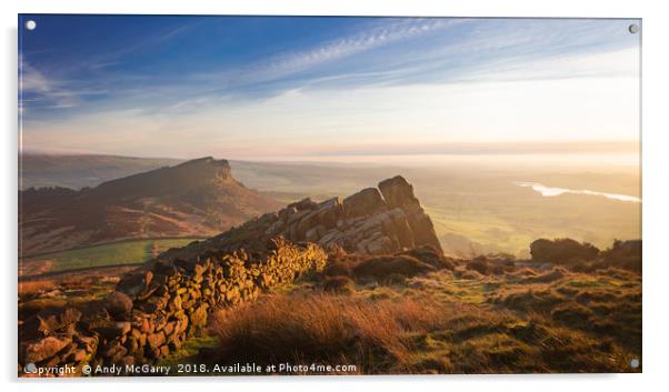 The Roaches Winter Sunset Acrylic by Andy McGarry