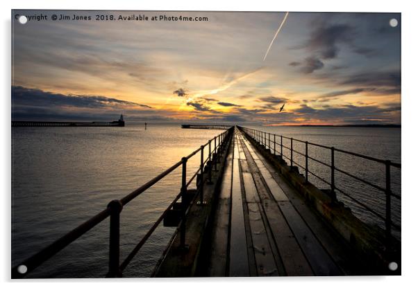 Sunrise over the Old Wooden Pier Acrylic by Jim Jones