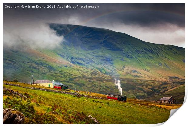 Steam Trains To The Summit Print by Adrian Evans