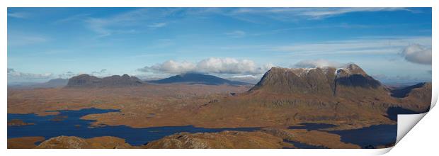 Suilven, Cul Mor and Loch Sionascaig from Stac Pol Print by Derek Beattie
