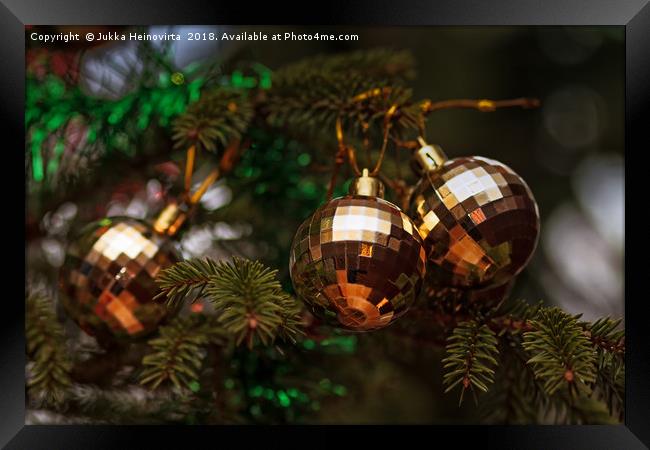 Three Baubles On A Christmas Tree Framed Print by Jukka Heinovirta